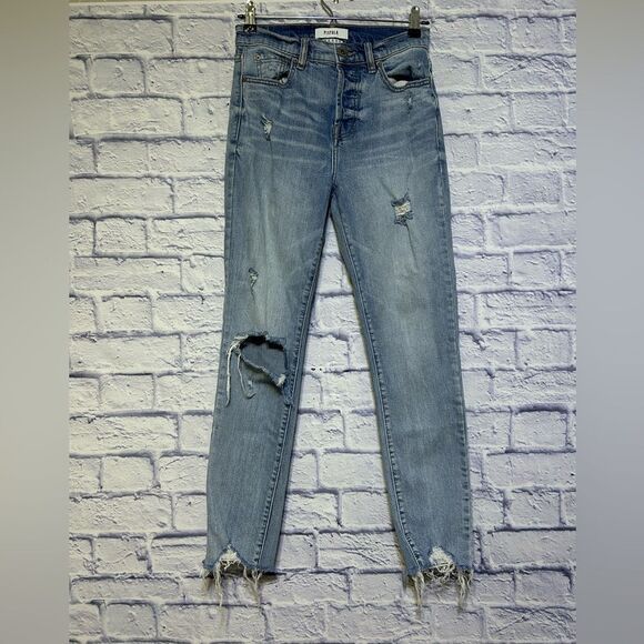 PISTOLA JEANS WOMENS SIZE 25 P6027AXS-WSP Distressed Raw Hem Straight - Picture 6 of 12